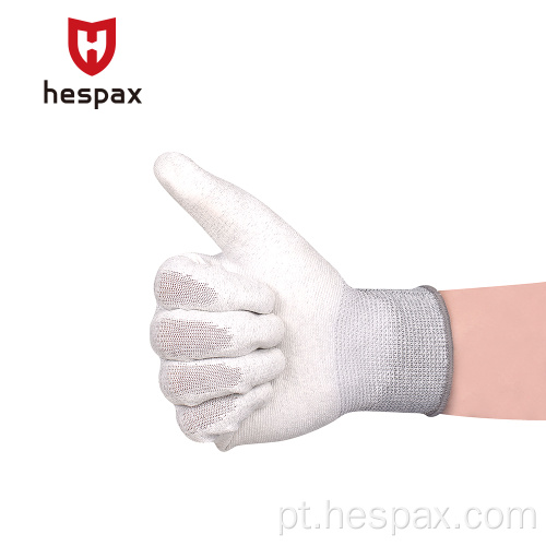 Luvas de trabalho com revestimento de palma de poliéster branco Hespax White
